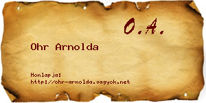 Ohr Arnolda névjegykártya